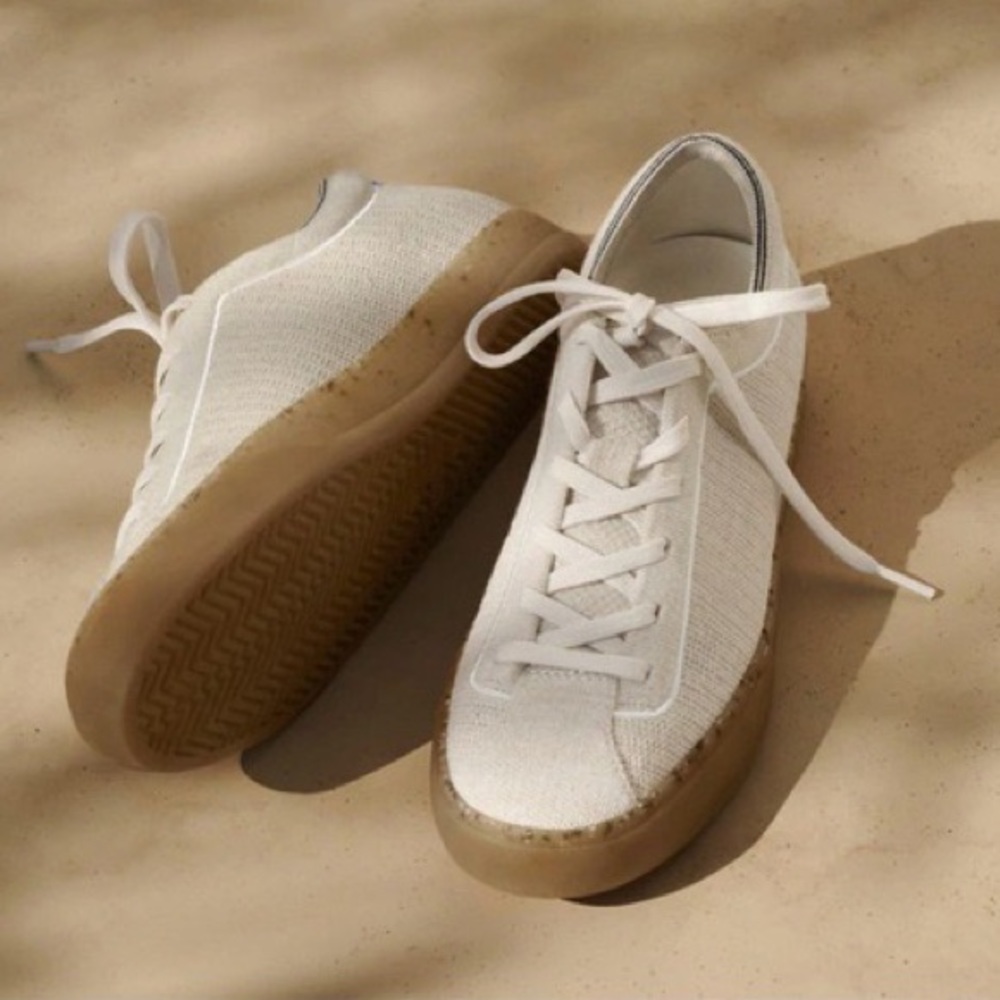 Rothy’s lace up limited edition hemp collection sneakers in vanilla